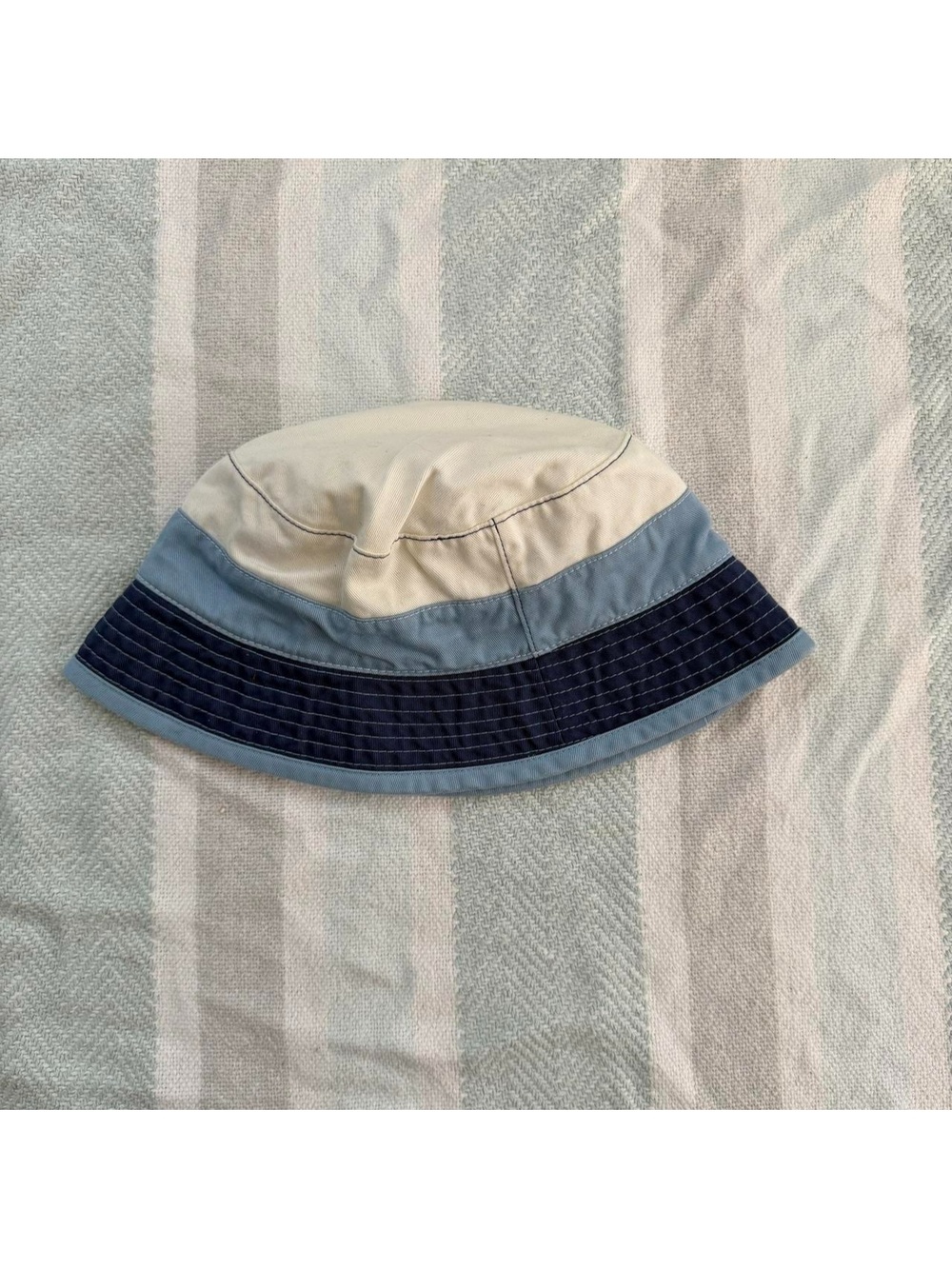 Blue & White Striped Cotton Bucket Hat | Nautical Preppy | OS